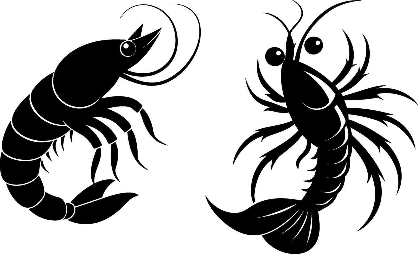 shrimp fish silhouette vector