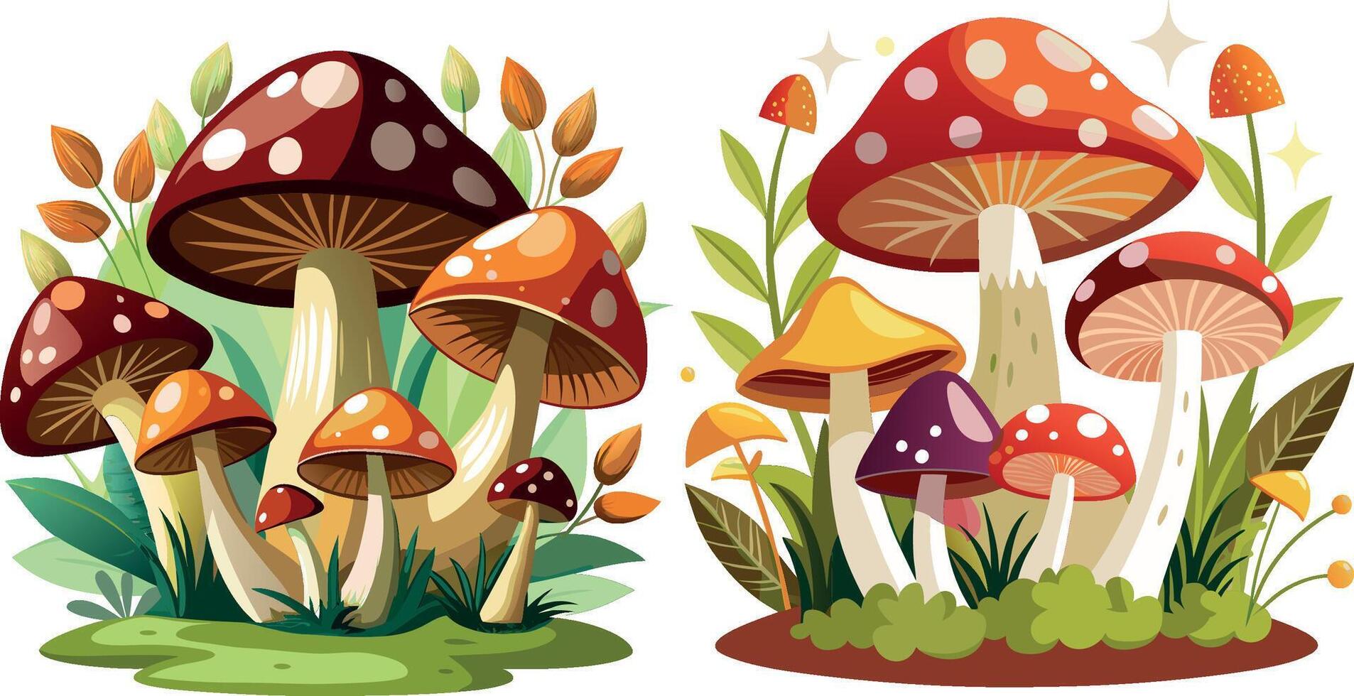 Set of different mushrooms vector