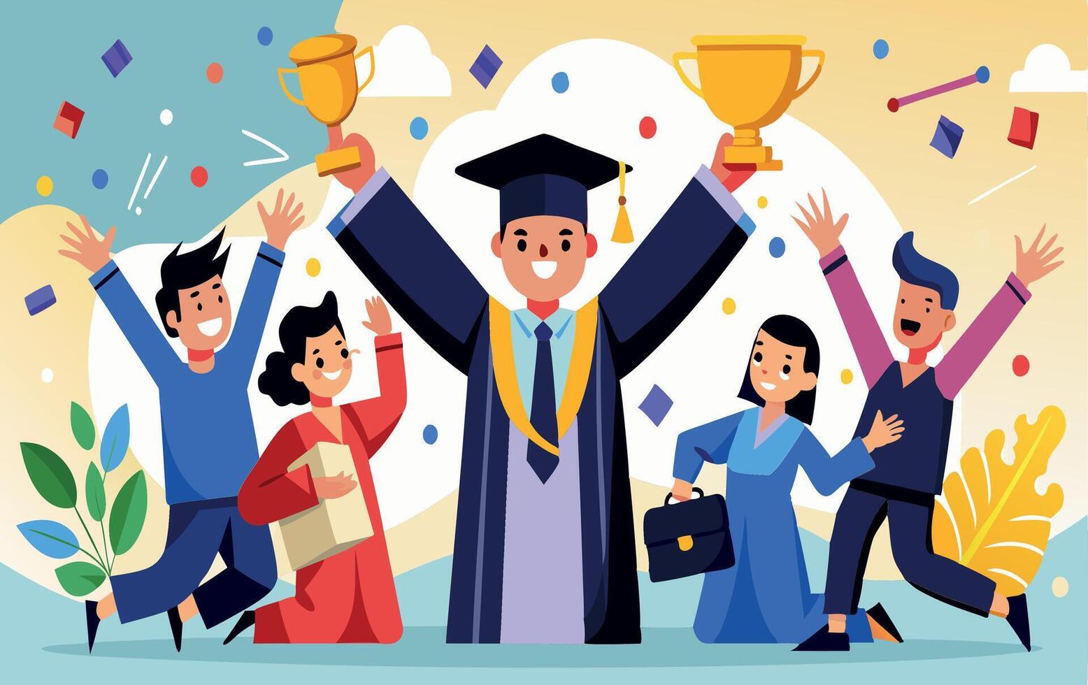 Happy graduate students vector