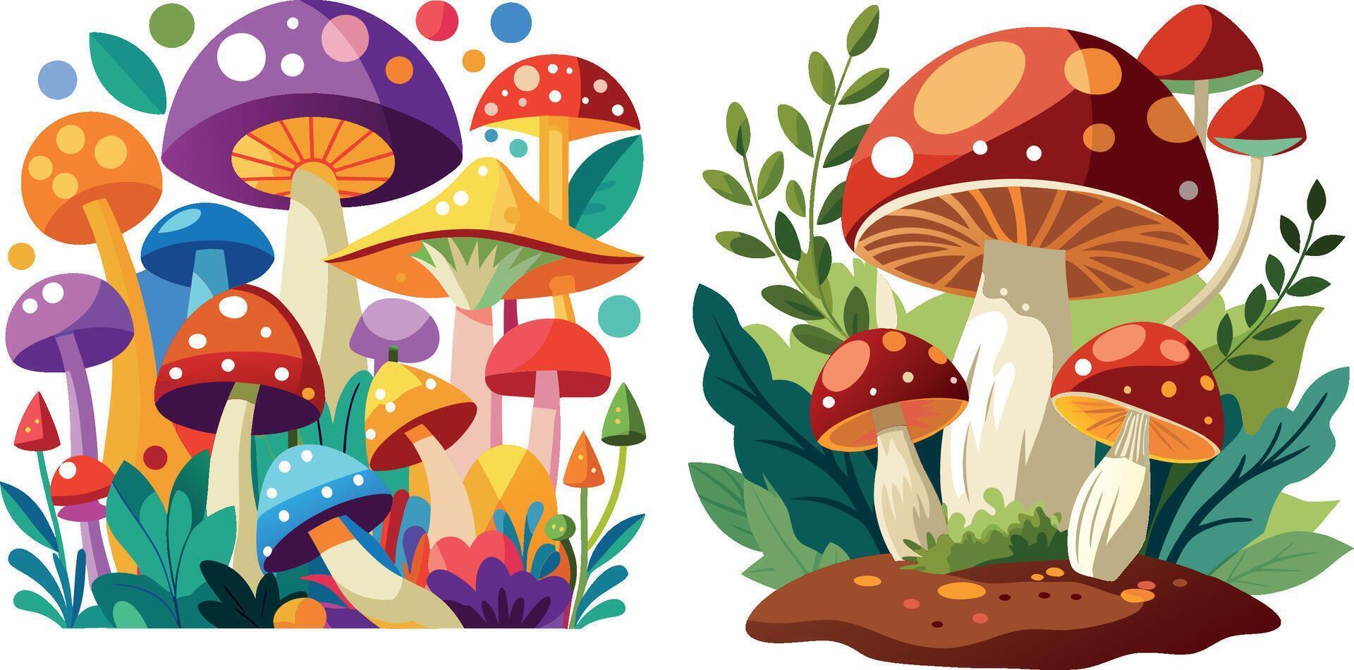 Set of different mushrooms vector