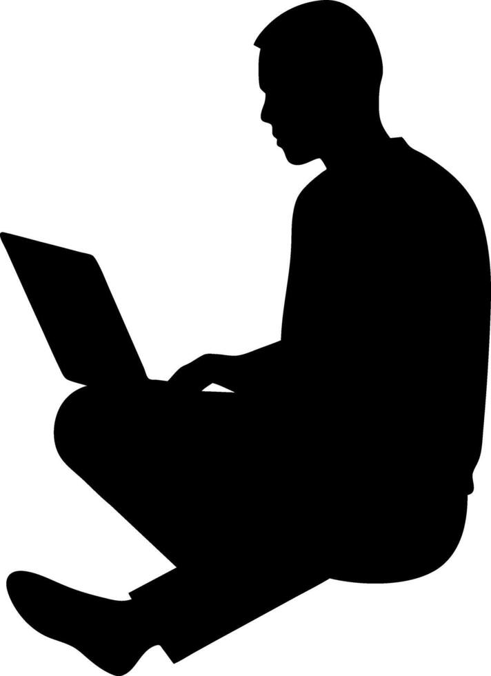 Men working and playing on laptop computers vector