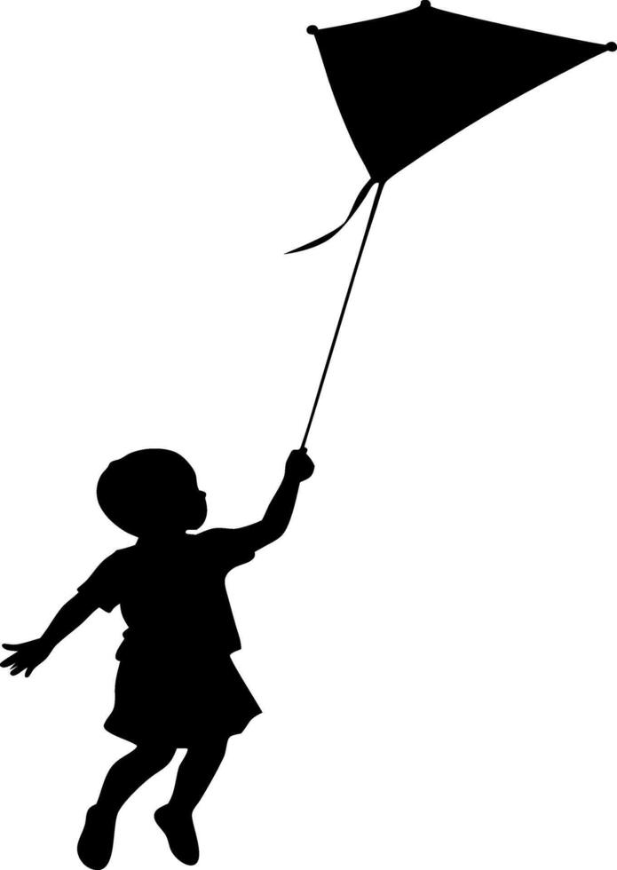 Children playing kites vector