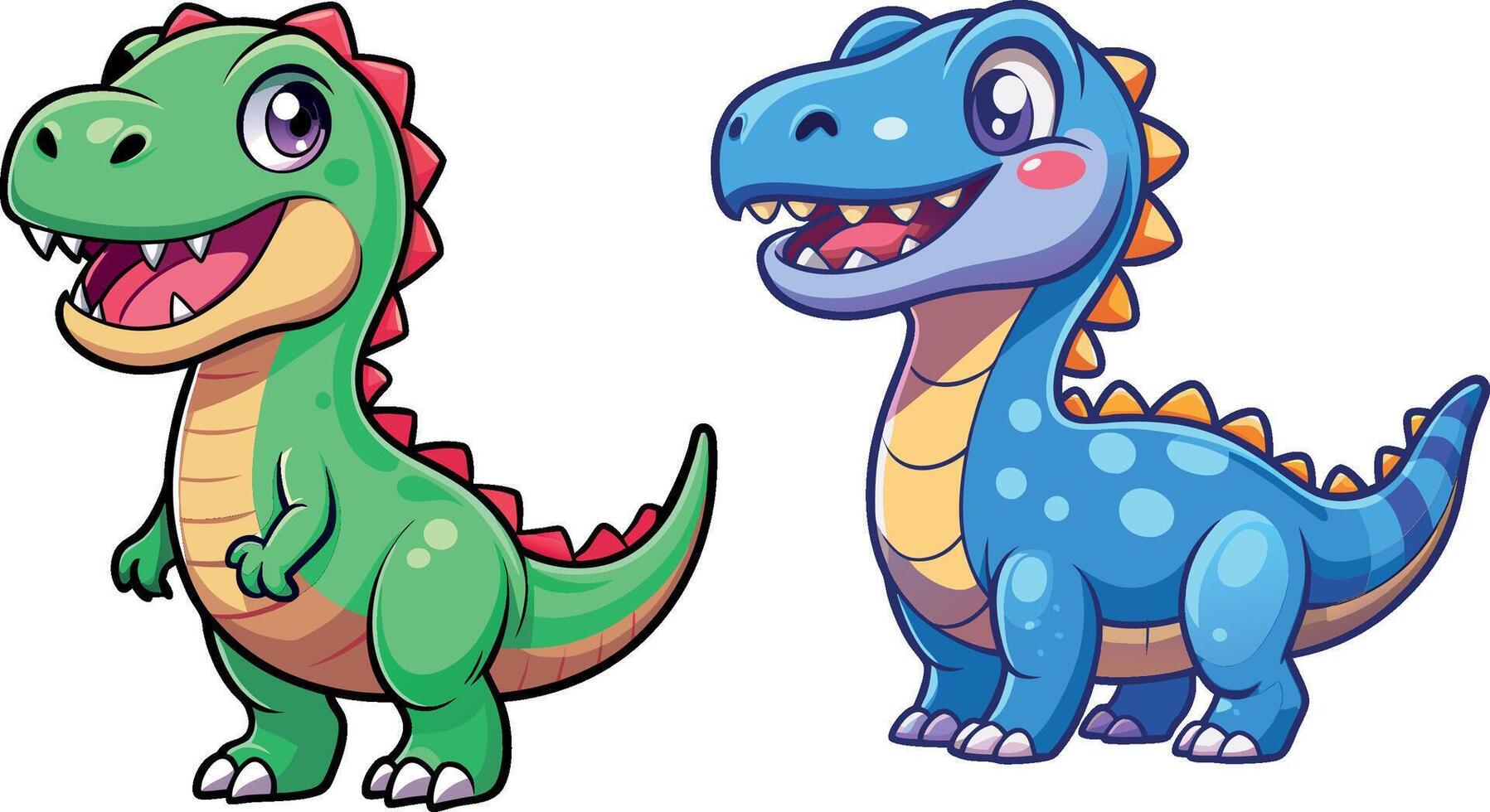 happy face dinosaur sticker vector