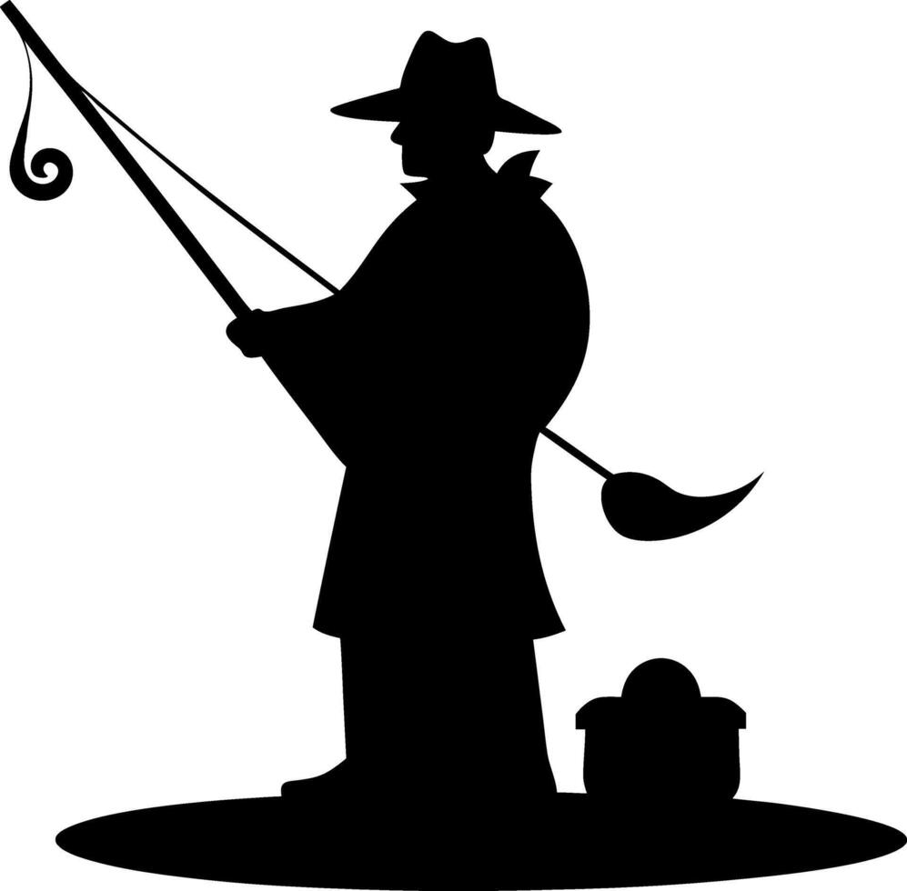 fisherman silhouette design vector