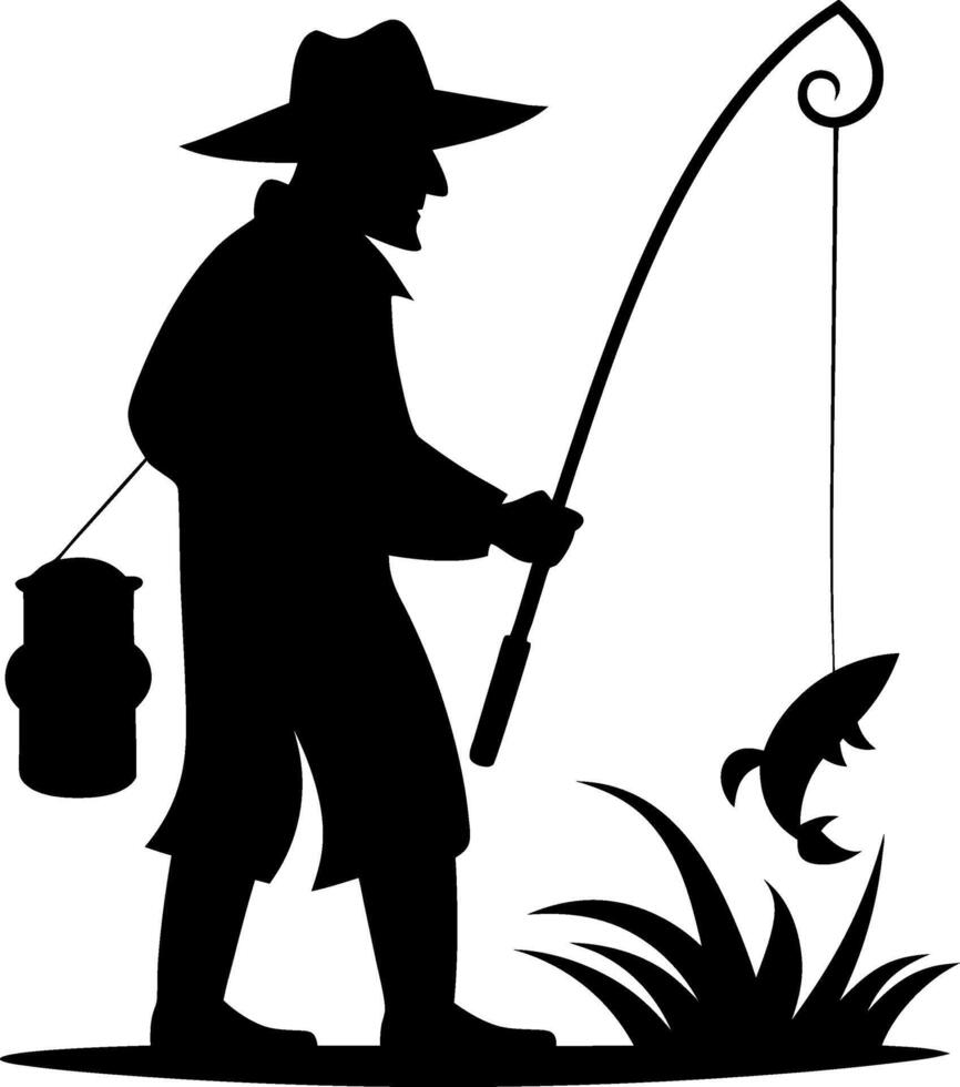 fisherman silhouette design vector