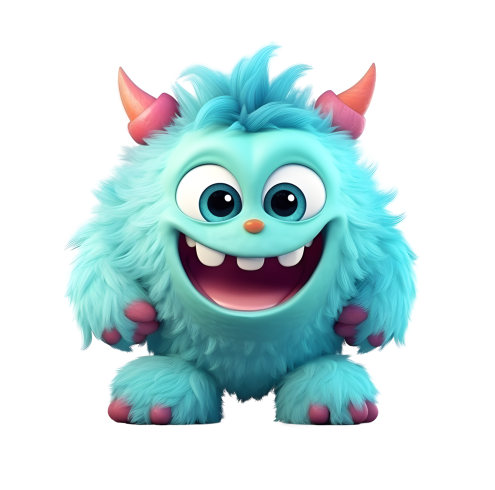 little cute monster isolated on transparent background png