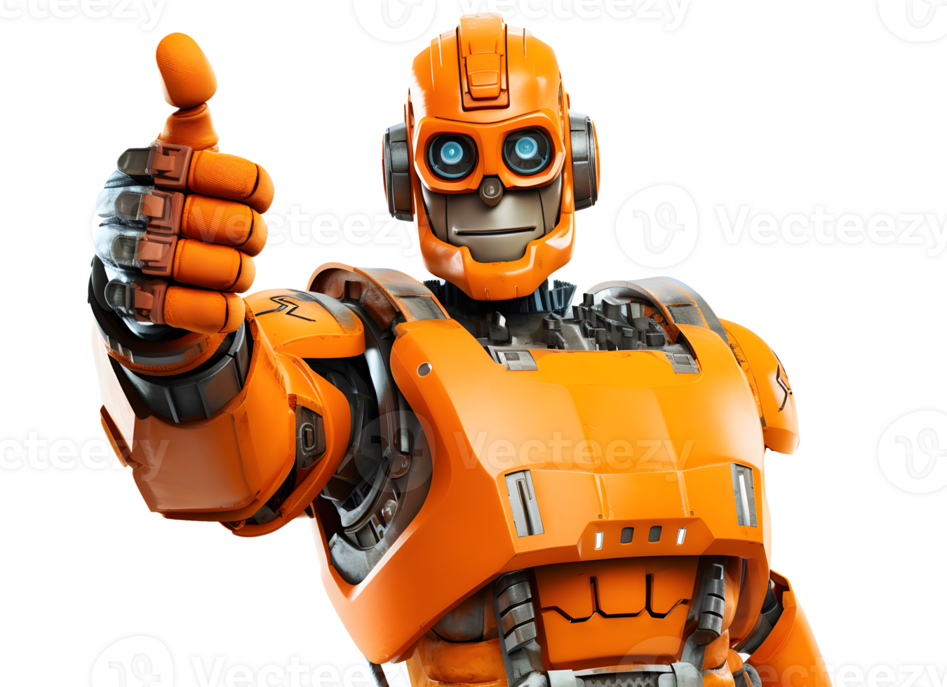 Big Robot Thumbs Up Isolated on Transparent Background png