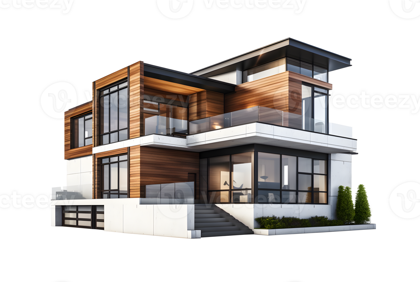 modern house isolated on transparent background png