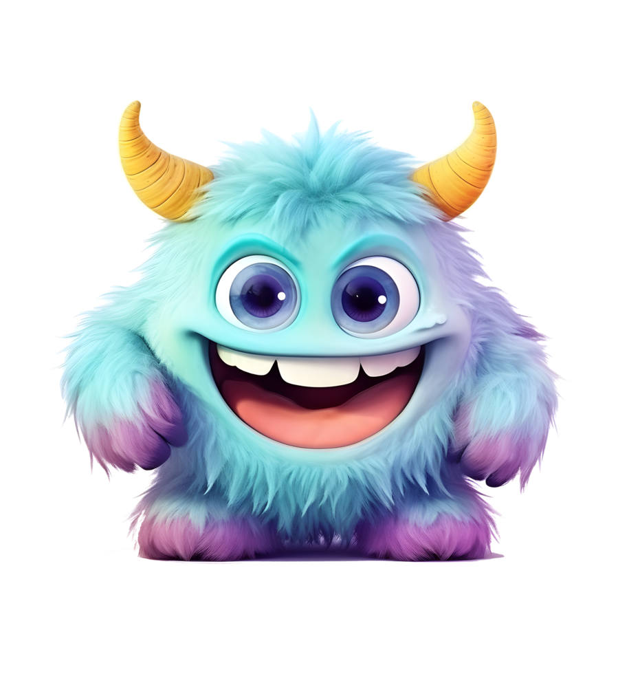 little cute monster isolated on transparent background png