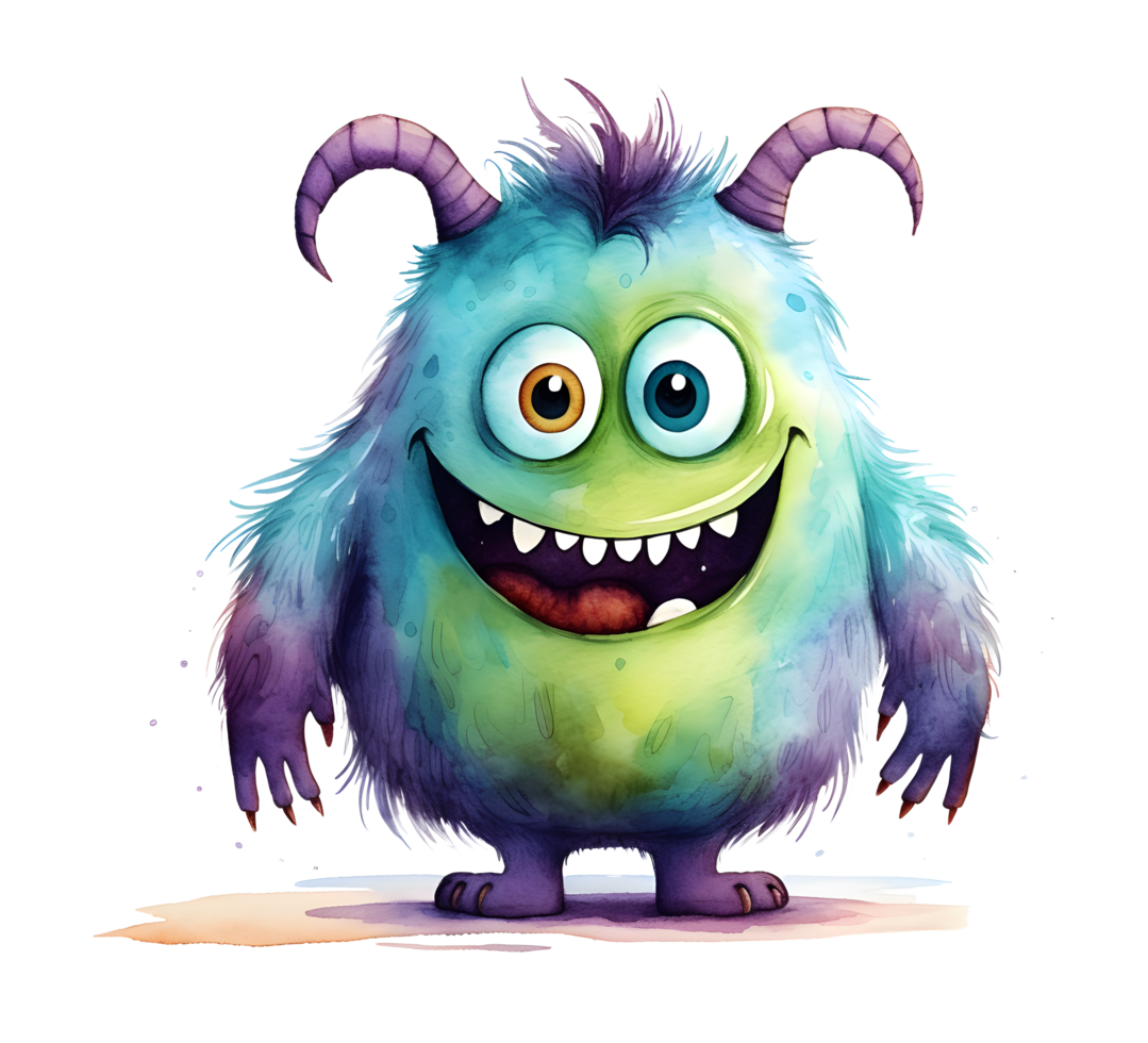 little cute monster isolated on transparent background png