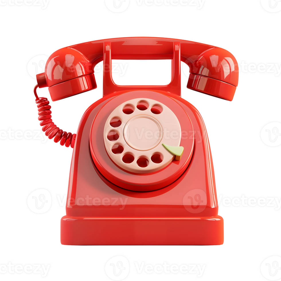 3d old classic telephone isolated on transparent background png