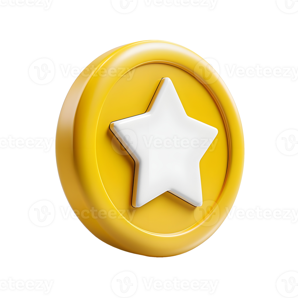 Gold Star Coin Icon isolated on transparent background png