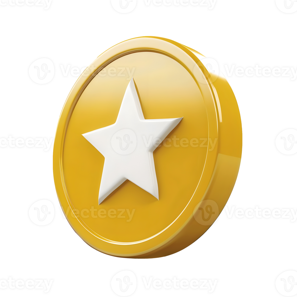 Gold Star Coin Icon isolated on transparent background png