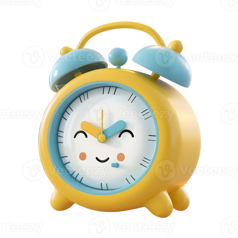 Cute alarm clock isolated on transparent background png