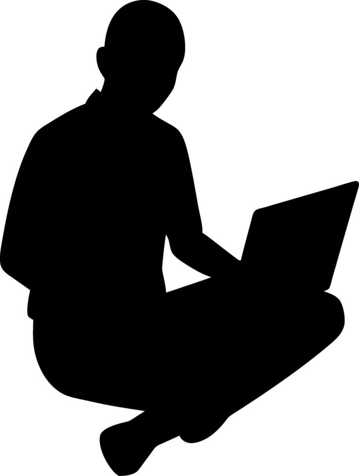 Men working and playing on laptop computers vector