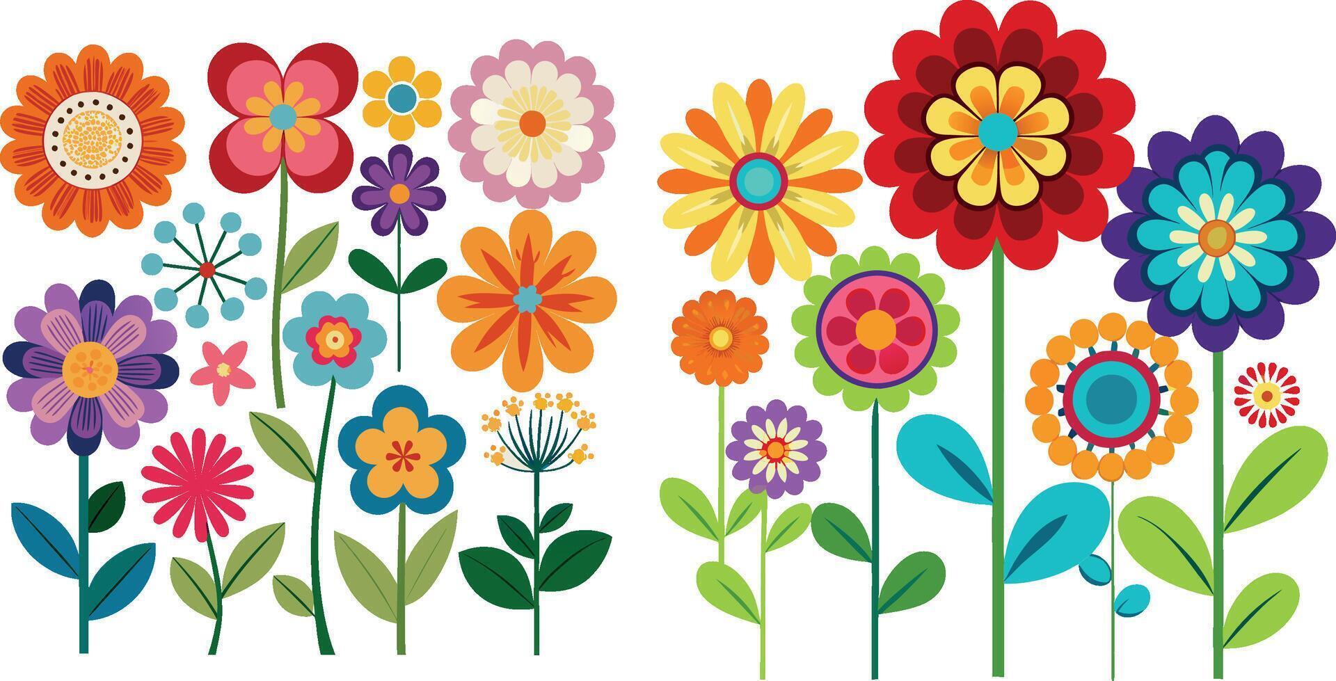 flowers illustration set vector