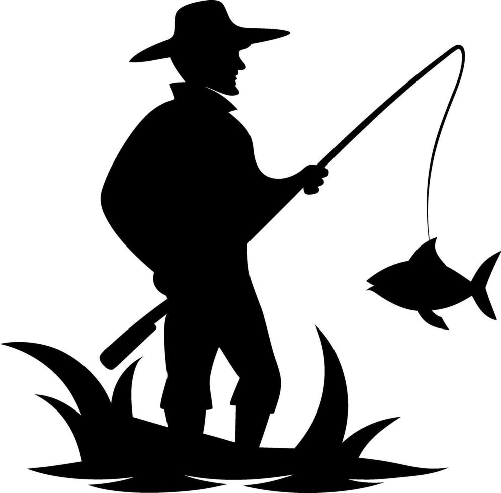 fisherman silhouette design vector