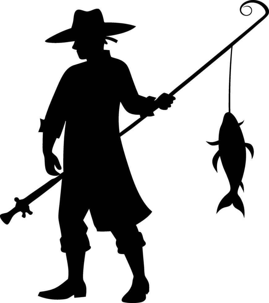 fisherman silhouette design vector