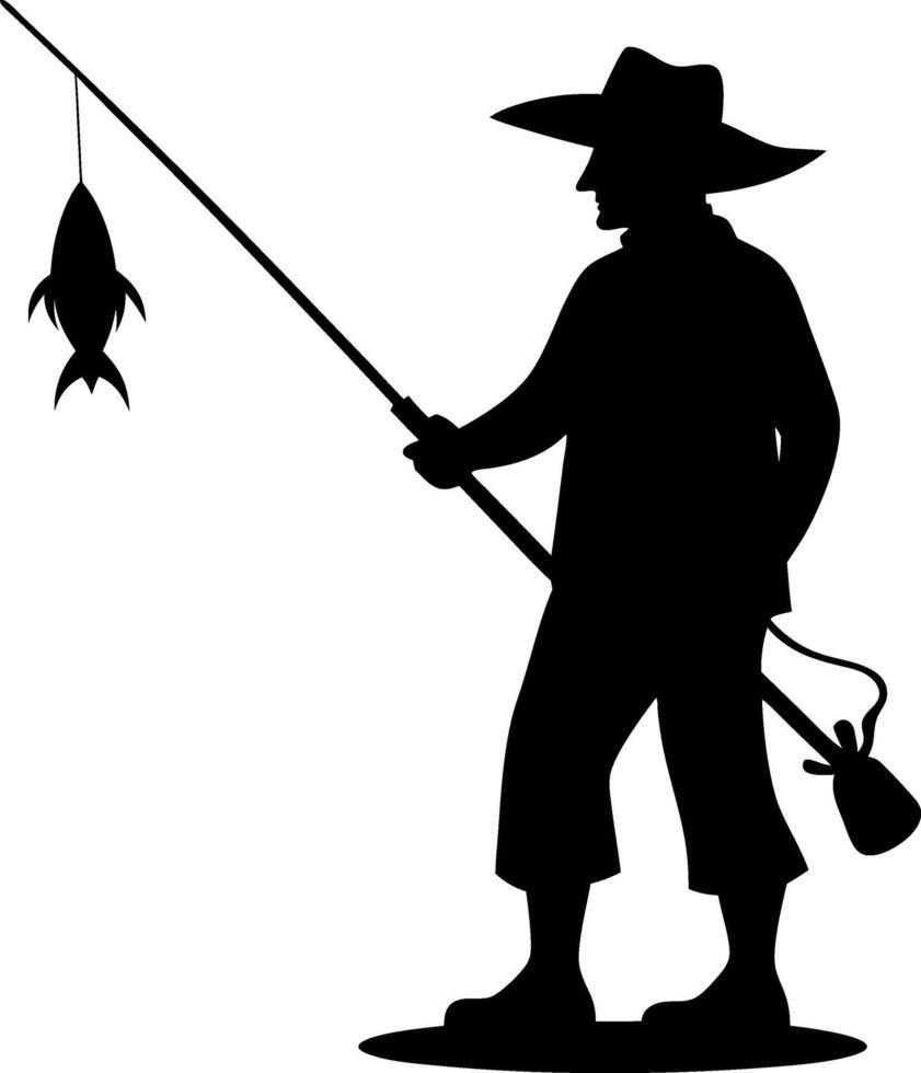 fisherman silhouette design vector