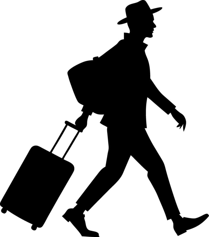 traveling man silhouette design vector