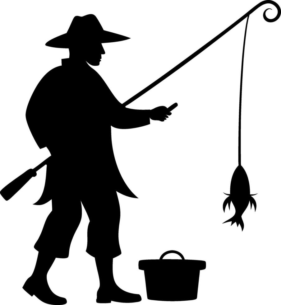 fisherman silhouette design vector