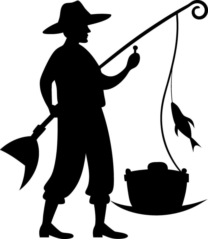 fisherman silhouette design vector