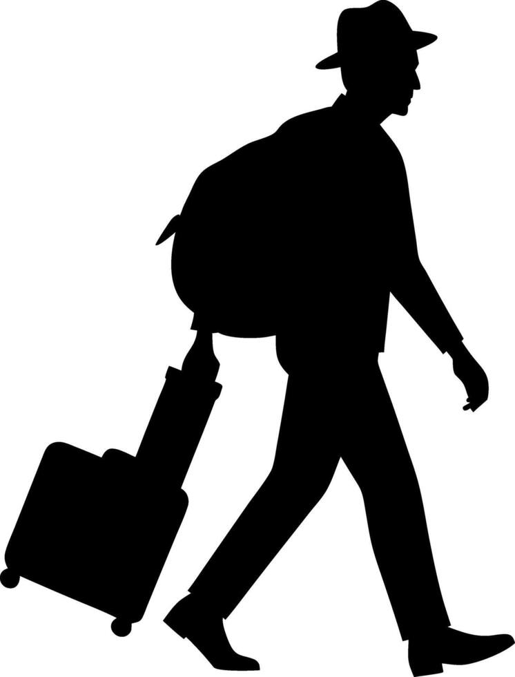 traveling man silhouette design vector