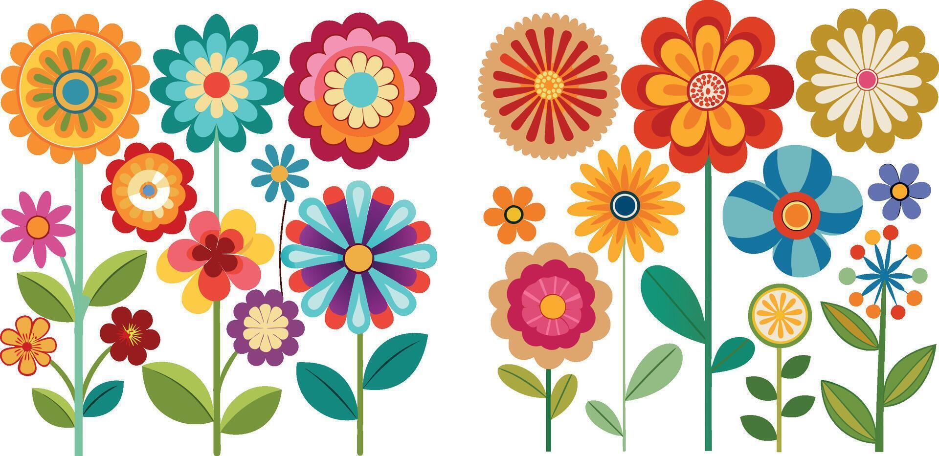 flowers illustration set vector