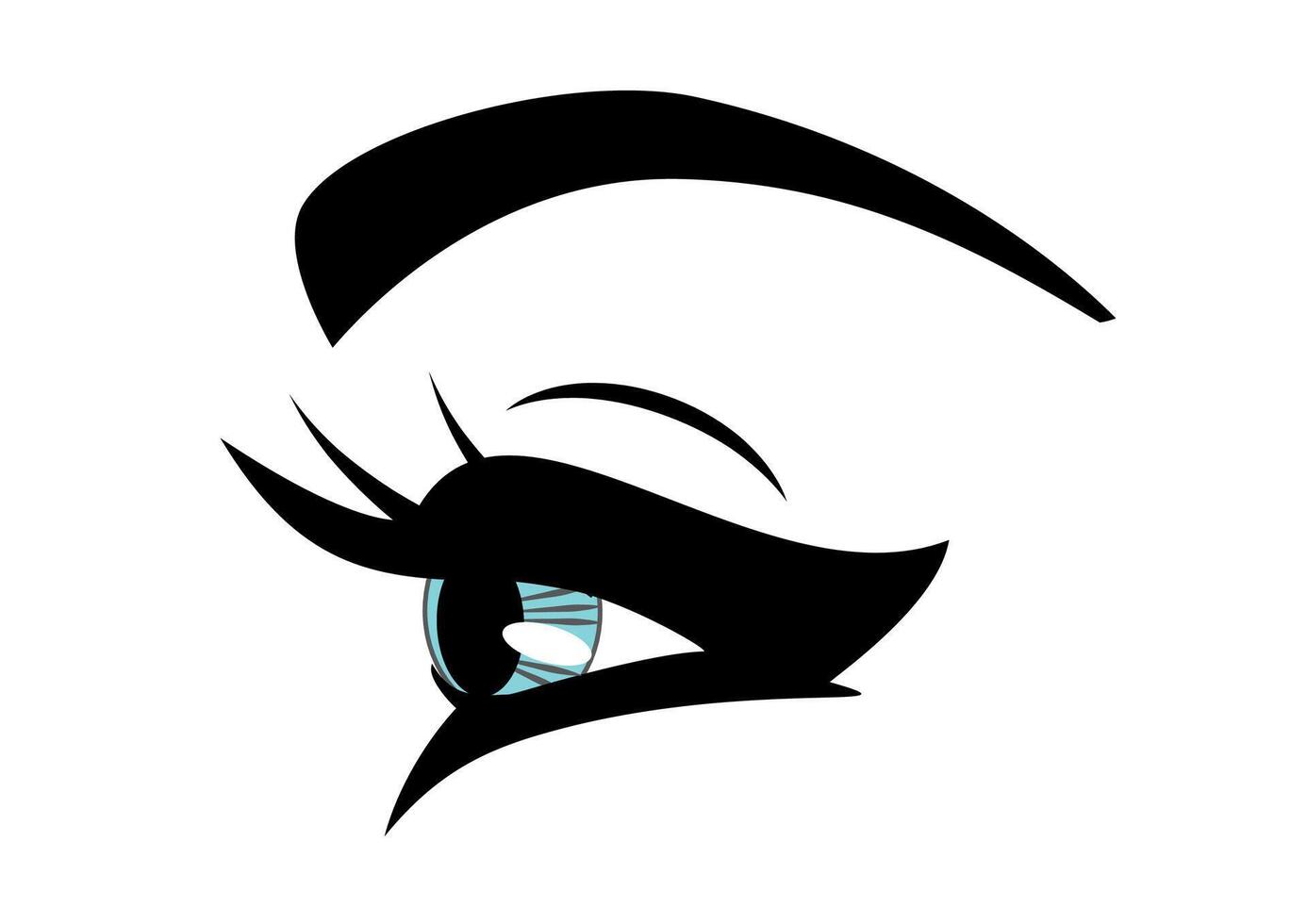illustration of profile woman blue eye and eyebrow vector