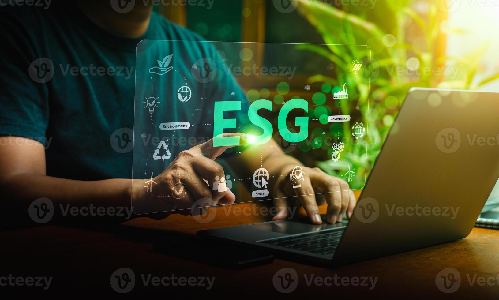 ESG environmental social governance investment business concept. Highlighting Environmental, Social, and Governance Principles in Modern Business and Sustainable Development Practices photo