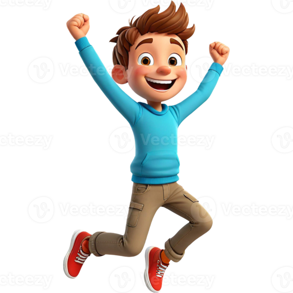 Boy jumping while smiling png
