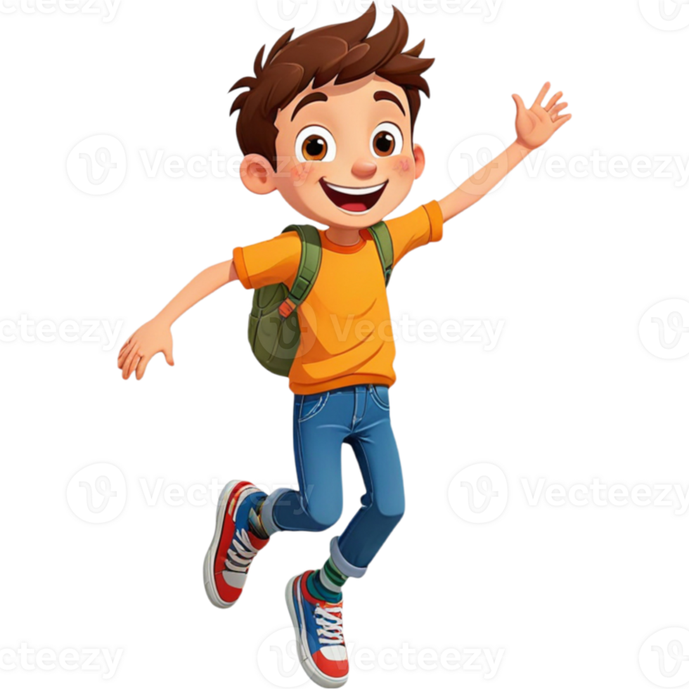 Boy jumping while smiling png