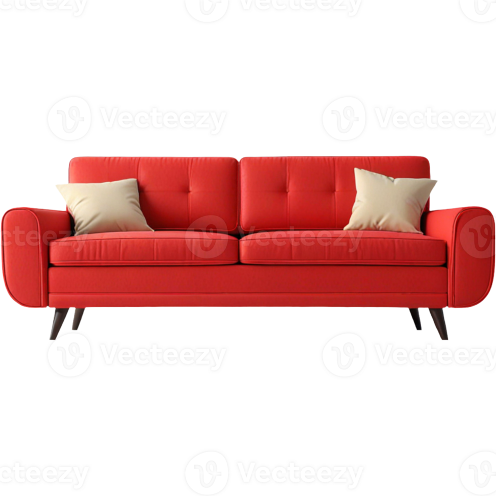 Red Sofa in Flat Design 48046617 PNG