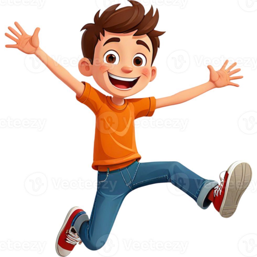 Boy jumping while smiling png