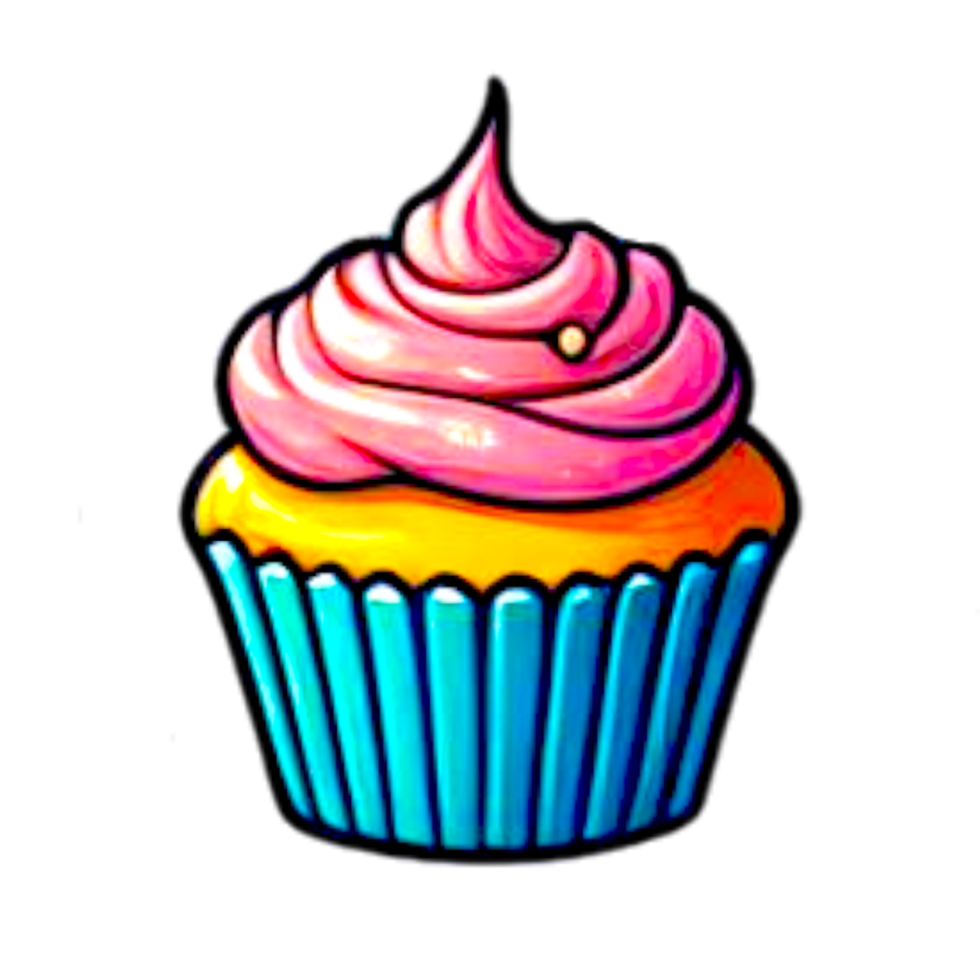 a cupcake with pink frosting on a transparent background png