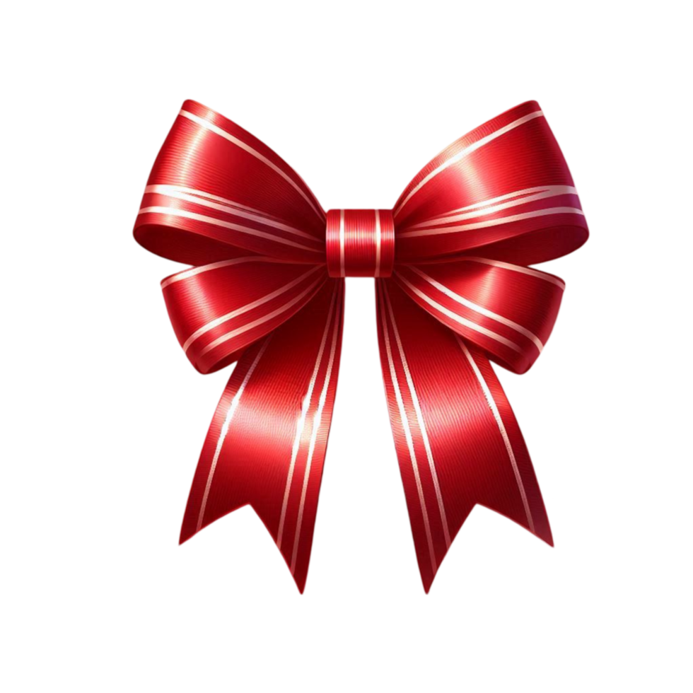 AI-Generated red bow with white stripes png