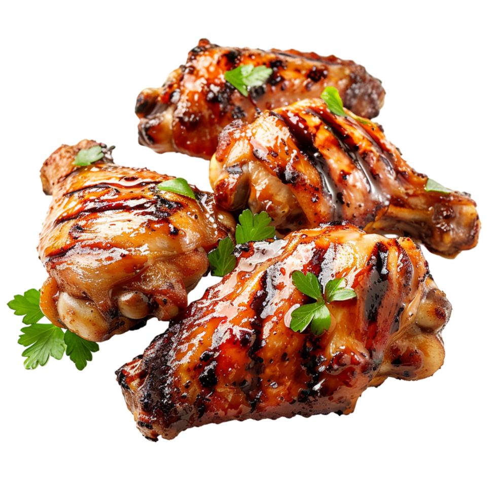 chicken wings with rosemary and chili pepper on transparent background png