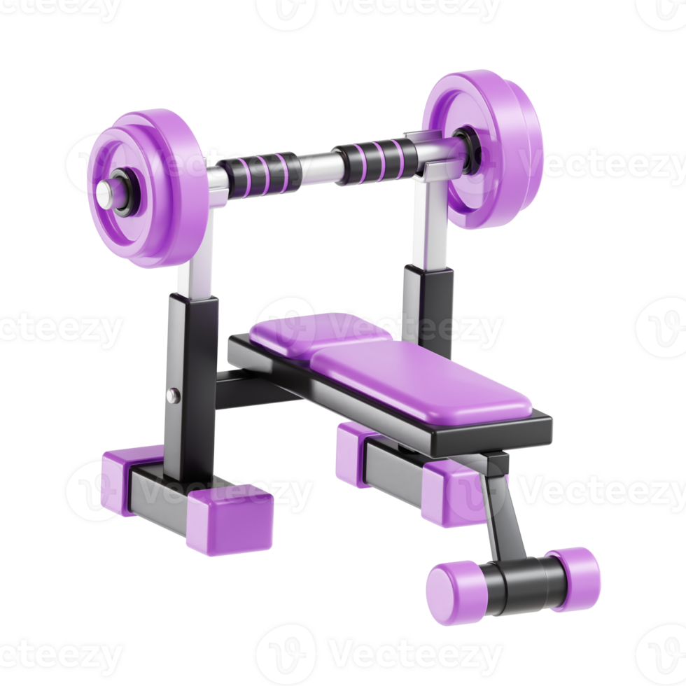 gym bench press 3d icon illustration, transparent background png