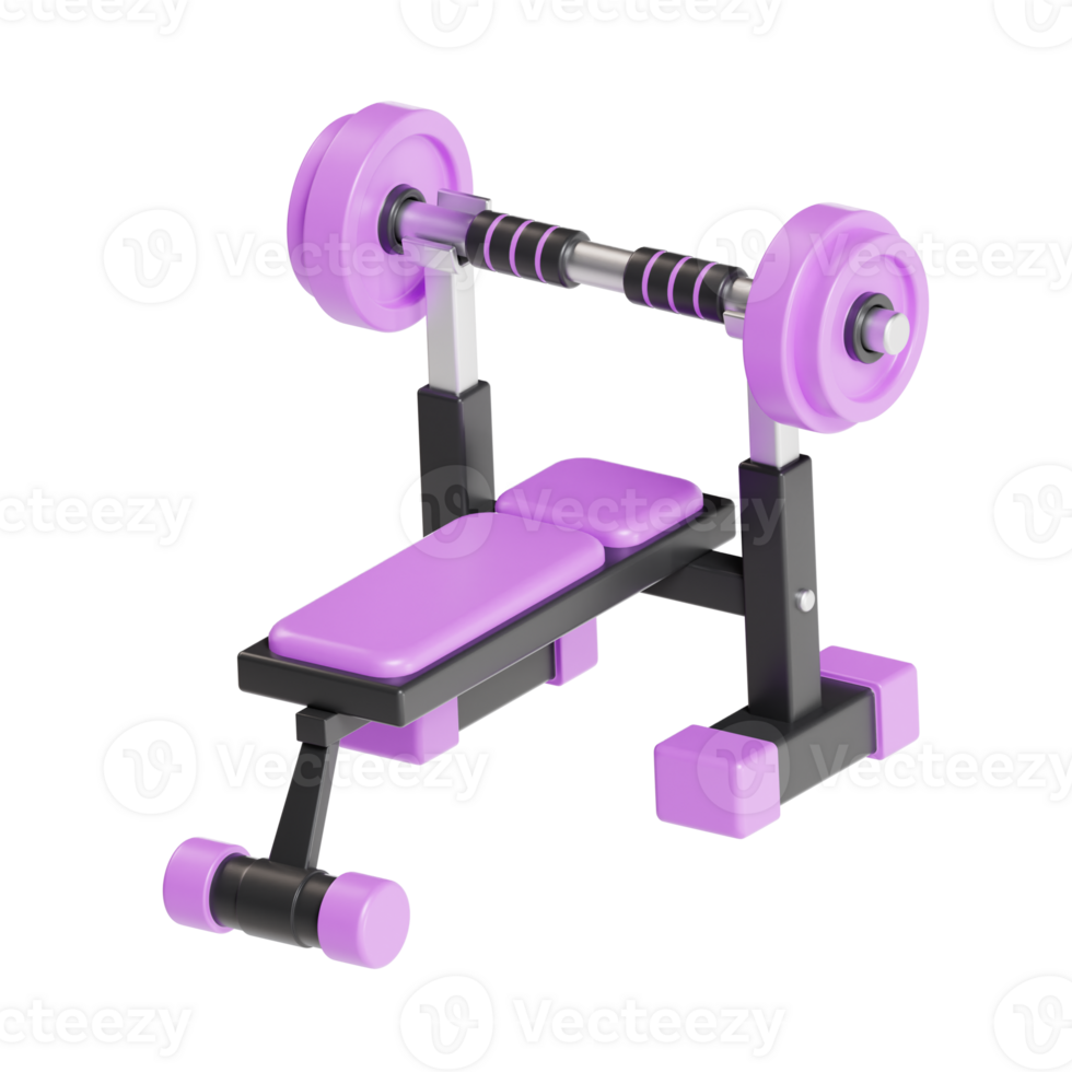 gym bench press 3d icon illustration, transparent background png