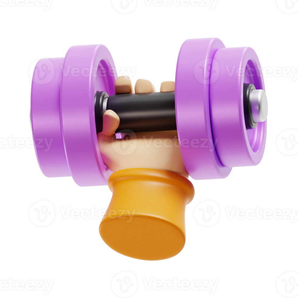 hand hold dumbbell 3d icon illustration, transparent background png