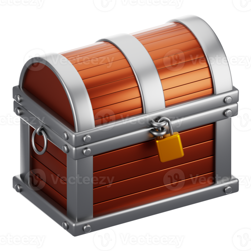 3d rendering treasure chest icon with cartoon style. Game icon concept png