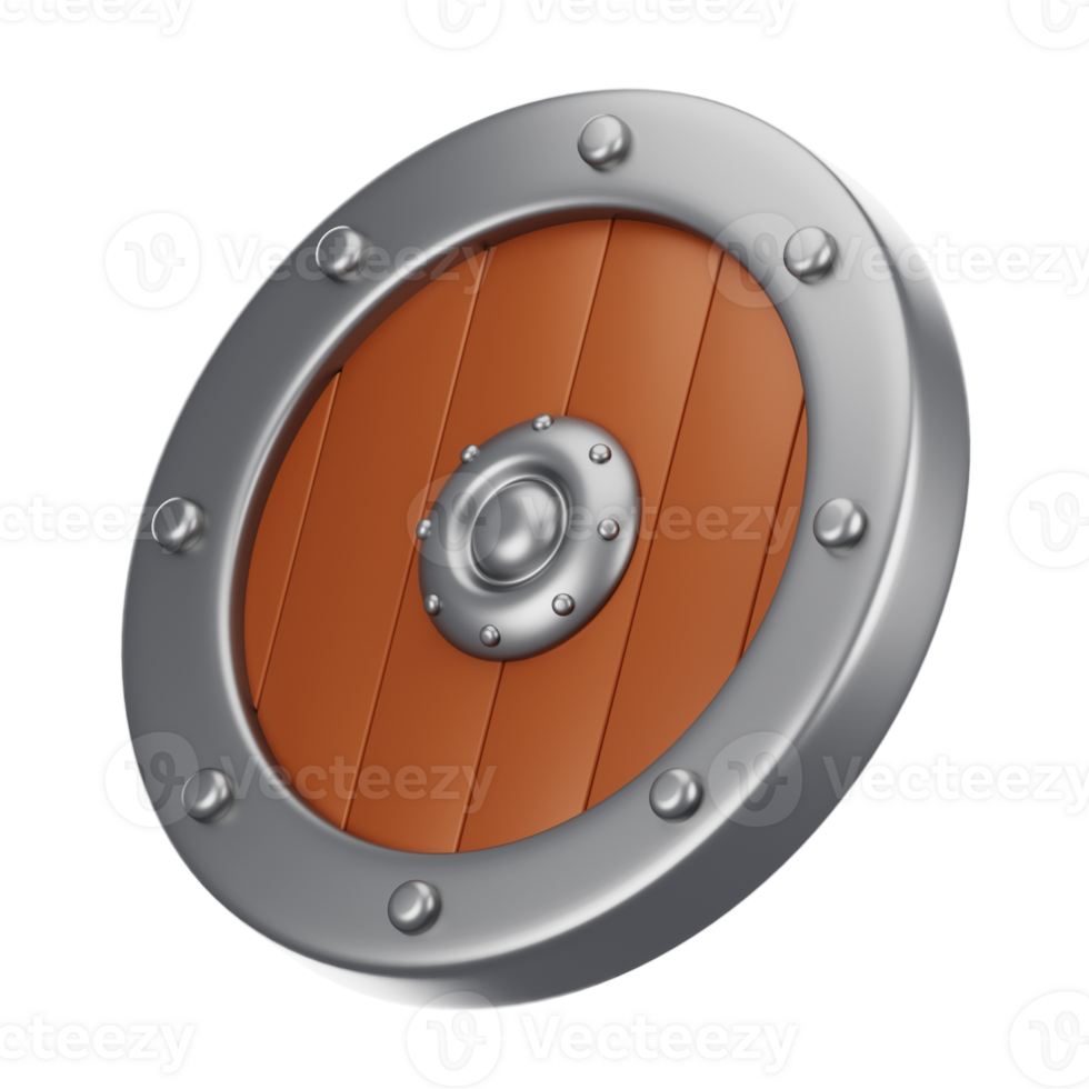3d rendering shield icon with cartoon style. Game icon concept png