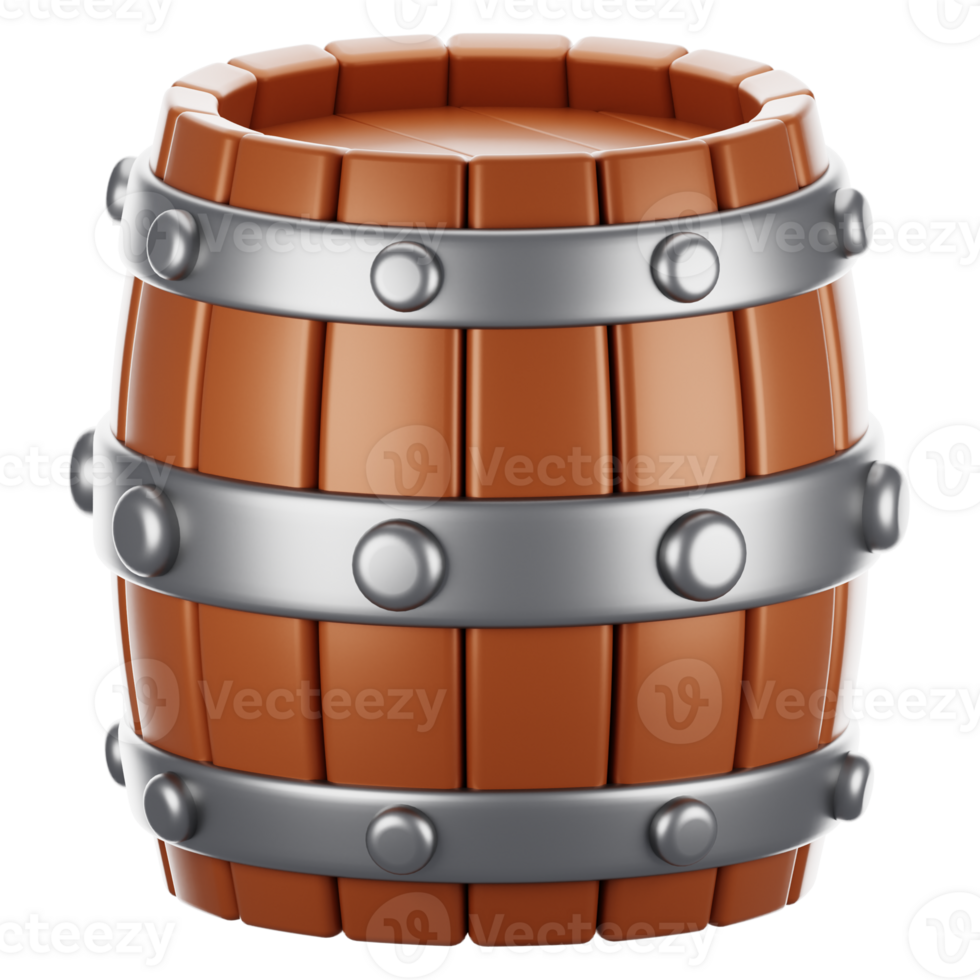 3d rendering barrel icon with cartoon style. Game icon concept png