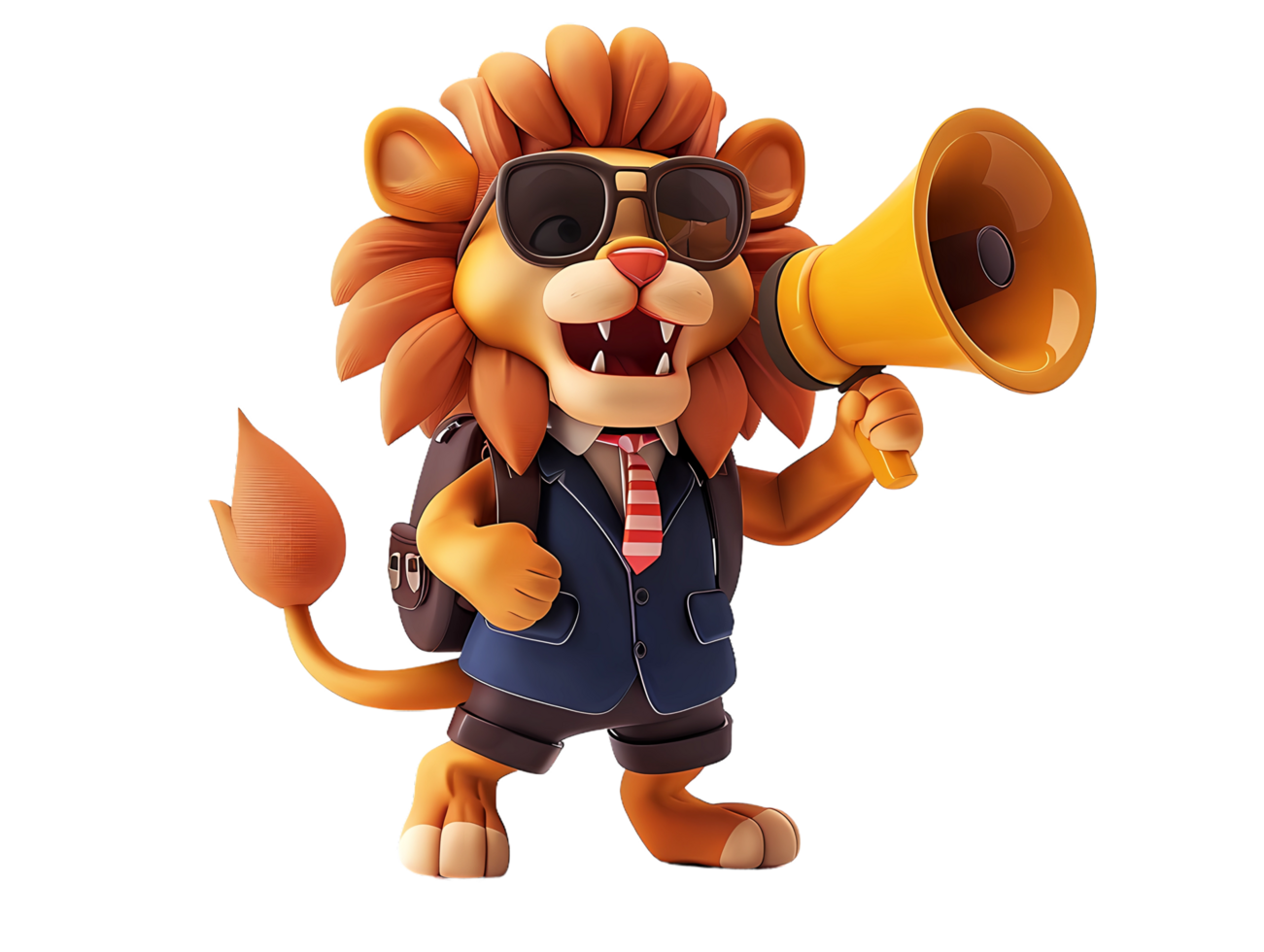 cartoon lion with sunglasses and a megaphone png