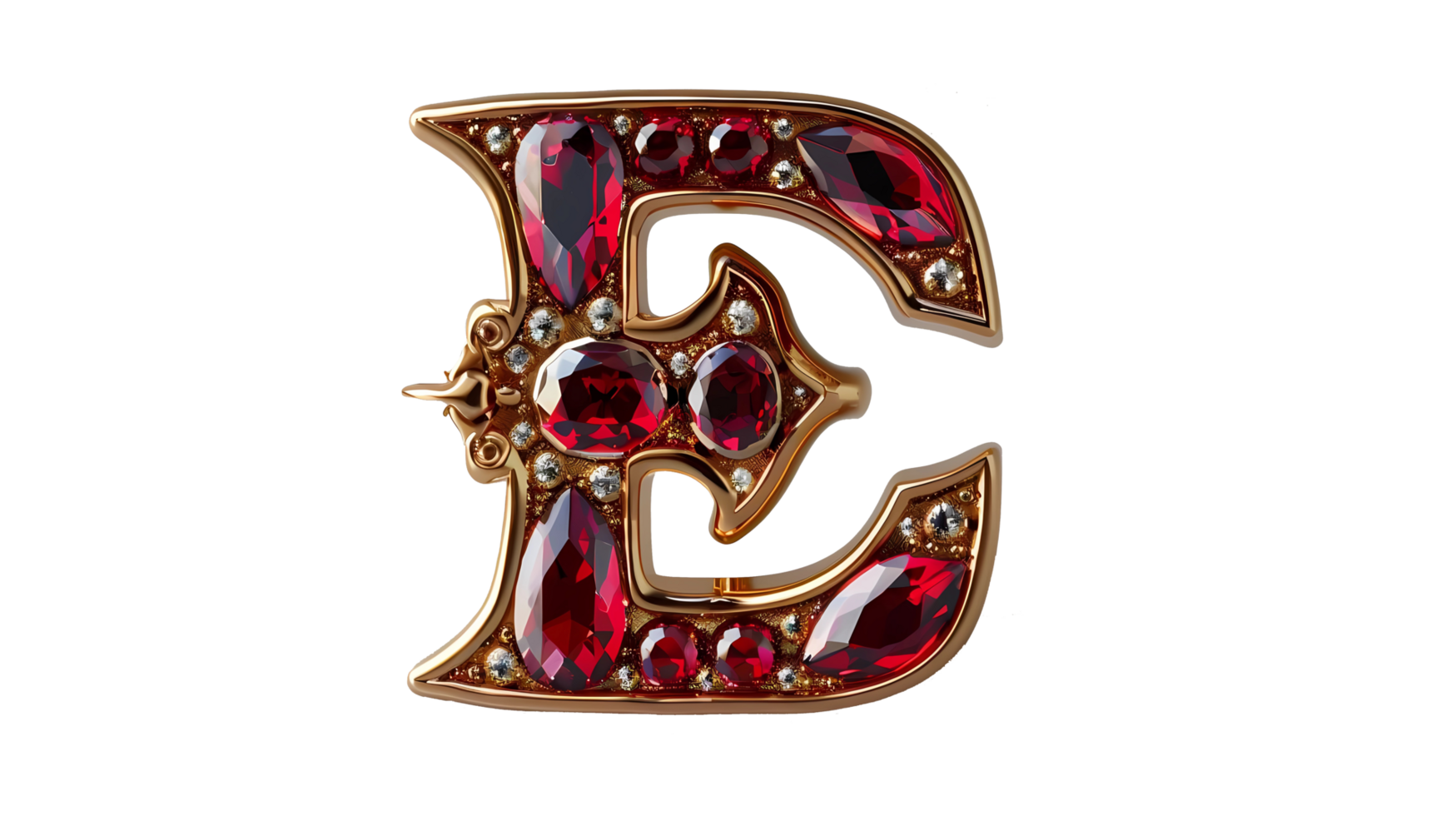 the letter e is made of gold and diamonds png