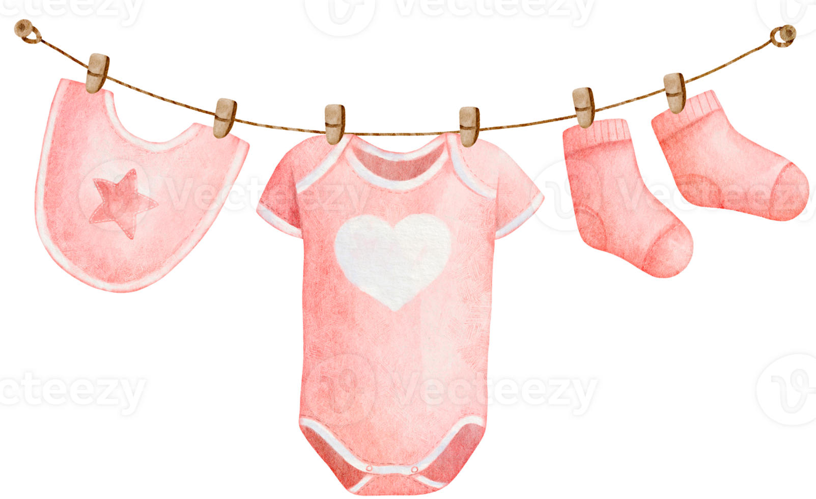 Watercolor Pink Baby Clothes Hanging on a Clothes rack for Card Template Frame png