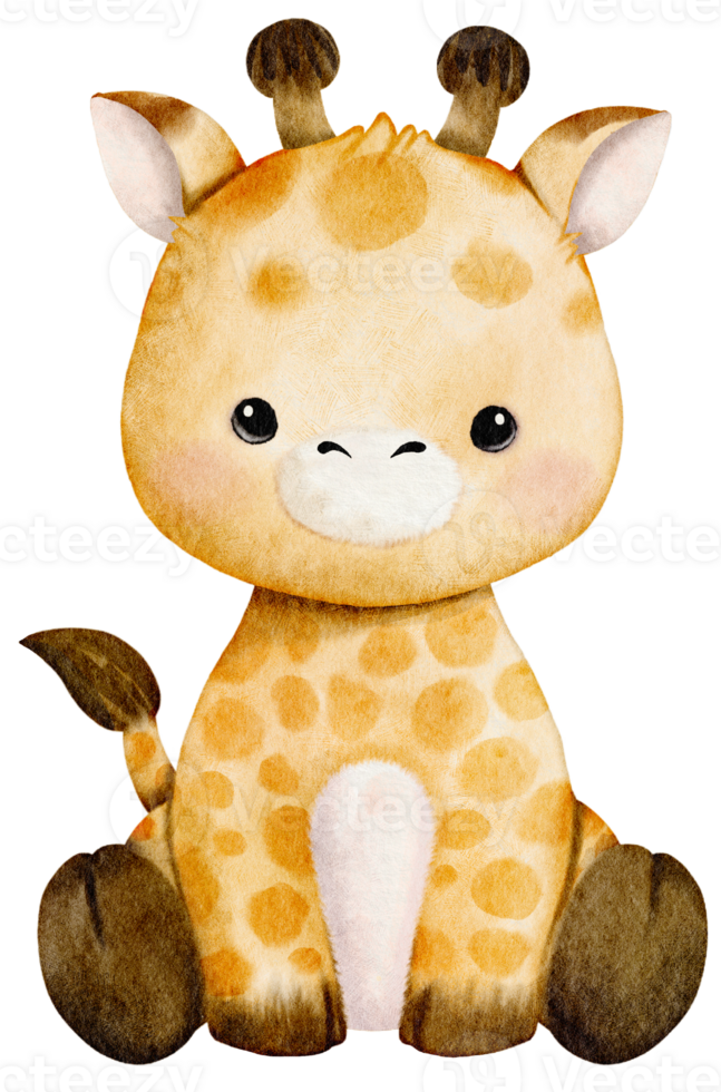 Watercolor Giraffe Sitting for Baby Decor png