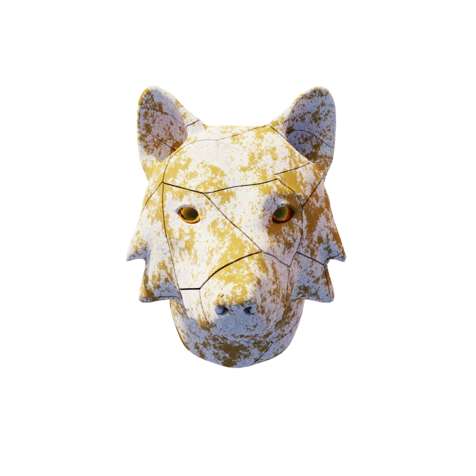 3d Golden Wolf Statue Element png