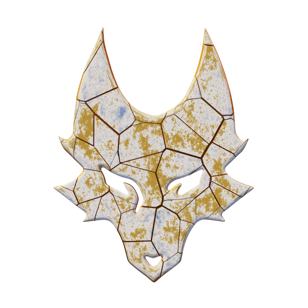 3d Golden Wolf Statue Element png