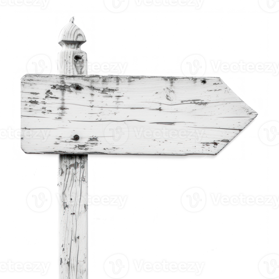 an old wooden sign pointing in the direction of the road on transparent background png